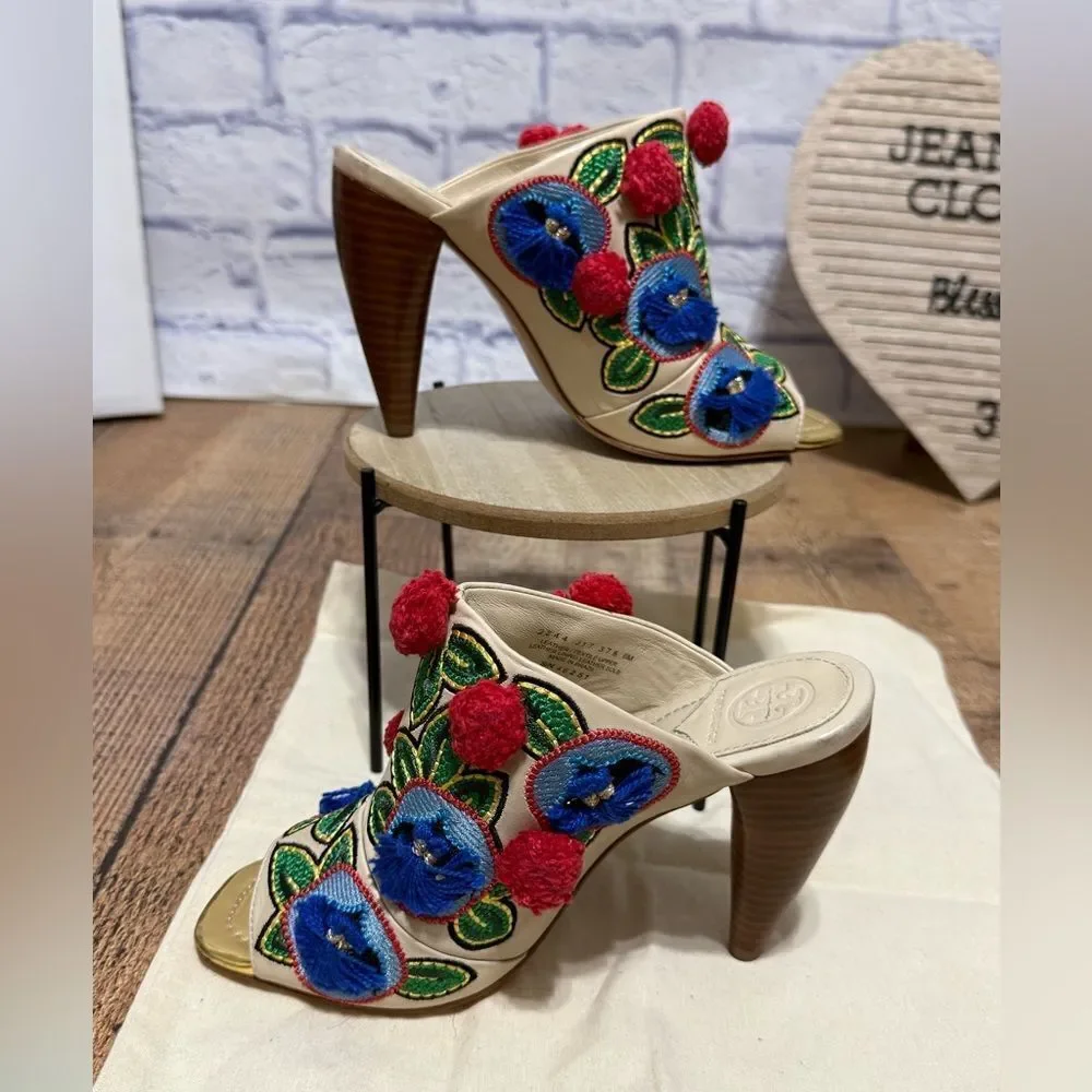 Tory Burch Ellis Embroidered Mules